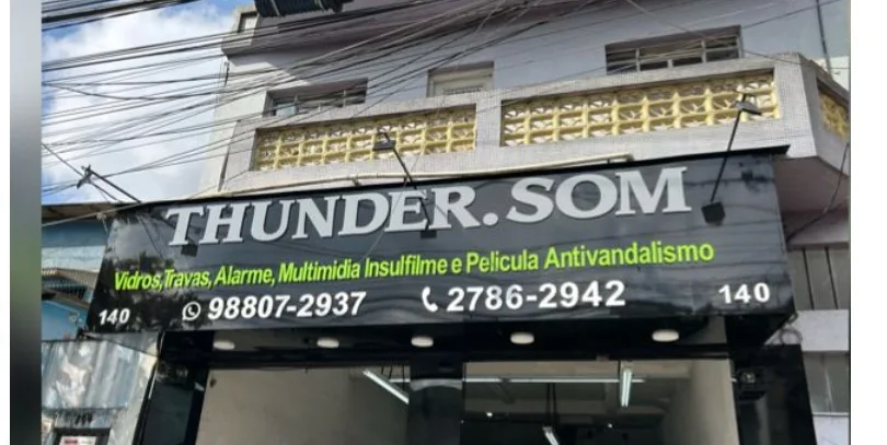 Fachada da Thunder Som na Avenida Nova Iorque, em Santo André